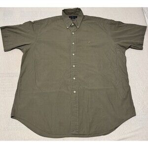 Vintage Ralph Lauren Blake Army Green Twill Button Down Short Sleeve Shirt XL